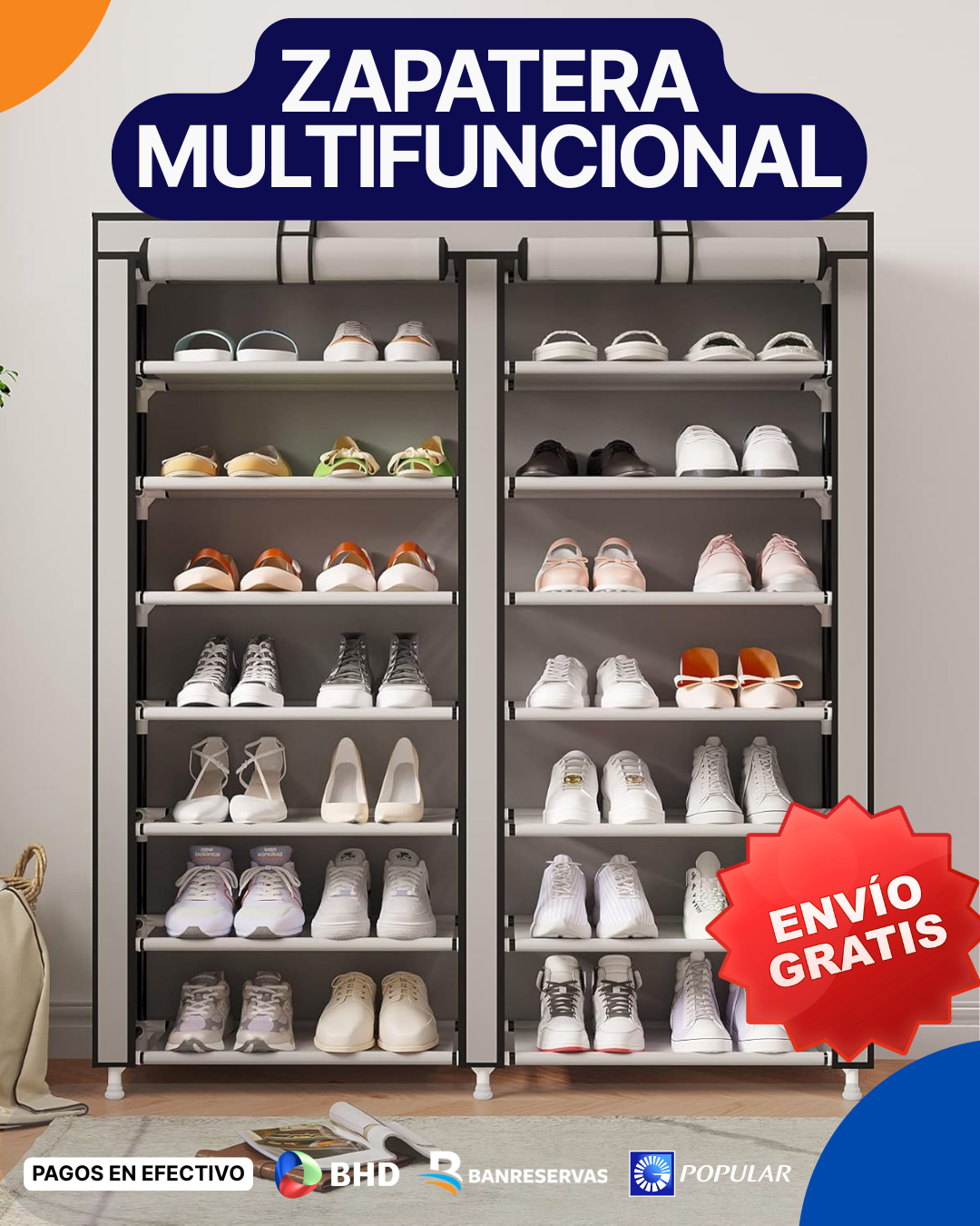 👟 Zapatera Multifuncional de Tela – Práctica, elegante y resistente