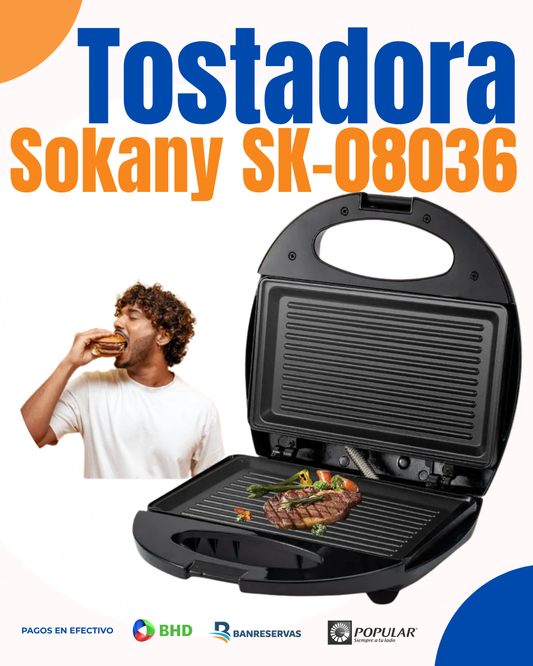 Tostadora Sokany SK-08036 | Desayunos Saludables y Rápidos: Tu Nueva Sandwichera 2 en 1