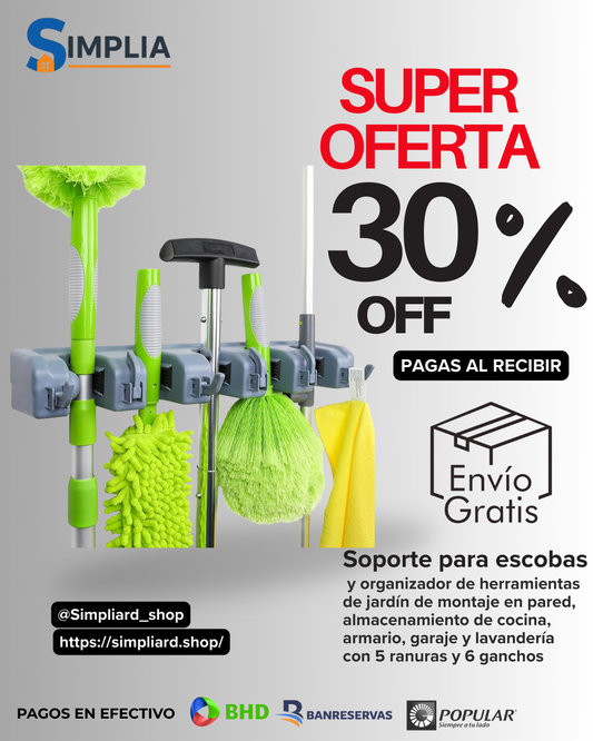 Soporte para escobas y trapeadores | Ahorra espacio y elimina el desorden con este soporte multiuso