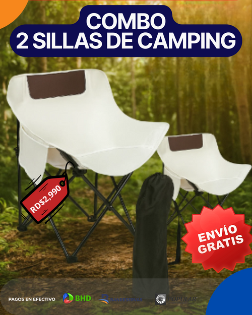 ¡Combo de 2 Sillas Plegables para Playa y Camping con Bolsa de Transporte!
