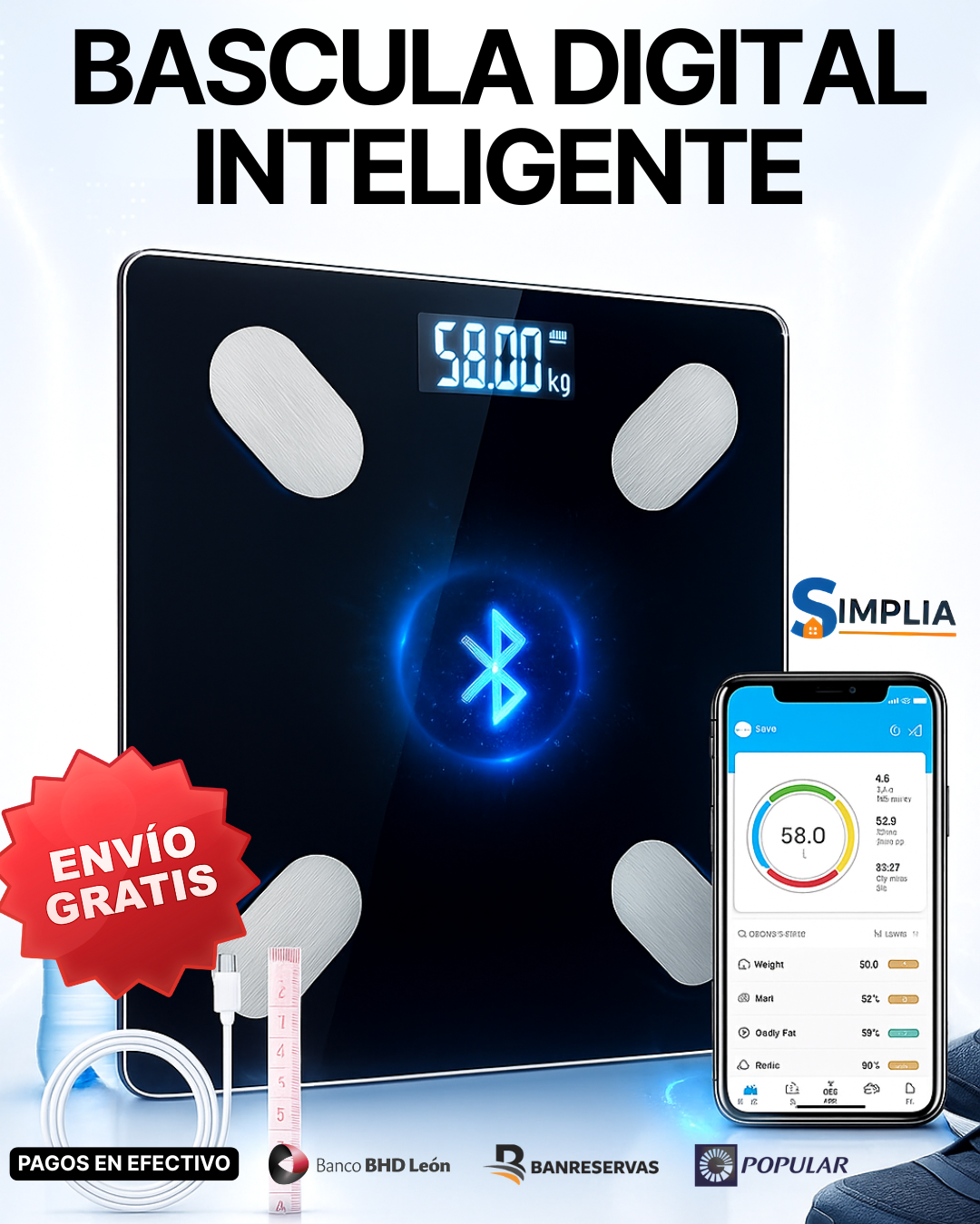 ⚡ Báscula Digital Inteligente con Bluetooth | Mide 12 indicadores de salud en segundos ✅