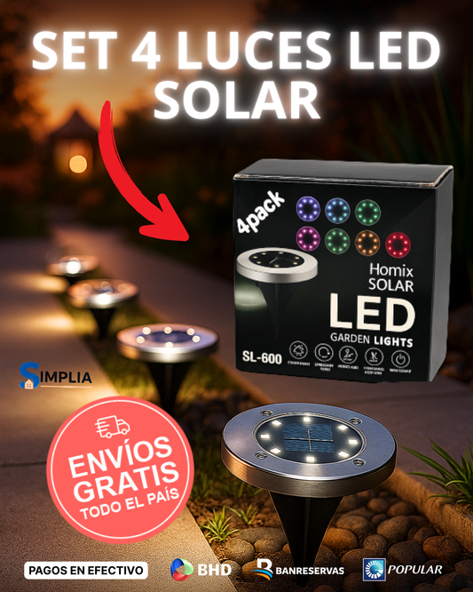 🌞 Ilumina tu Hogar con Energía Solar – Set de 4 Luces LED